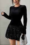 Elegant Sequined Puff Skirt Dress