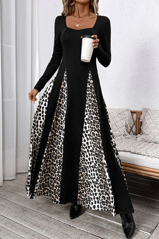 Long Sleeve Patterned Maxi Dress