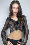 Sheer Tie-Front Polka Dot Blouse