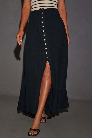 Buttoned Front Skirt with Drawstring