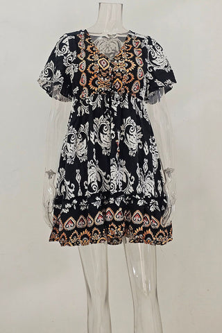 Floral V-Neck Casual Dress