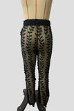 Elegant Sheer-Leg Patterned Pants
