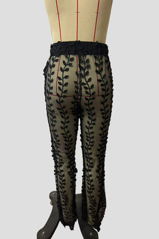 Elegant Sheer-Leg Patterned Pants