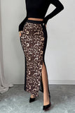 Animal Print Slit Skirt