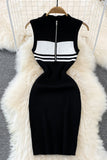 Sleeveless Zip-Front Casual Dress