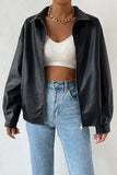 Zip-Front Leather Look Jacket