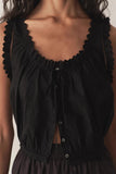 Eyelet Tie-Front Sleeveless Blouse