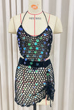 Beach Crochet Halter Skirt Set