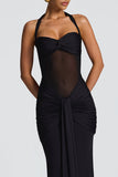 Halter Ruched Evening Gown