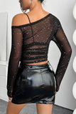 Sheer Mesh Embellished Top