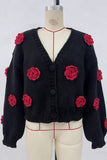 Floral Embellished Button-Up Cardigan