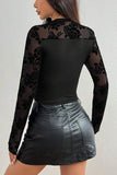 Floral Mesh Detail Long Sleeve Top