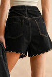 Scalloped Hem Casual Shorts