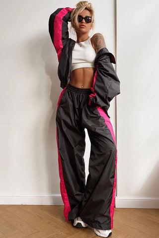 Chic Two-Piece Pants Set with Stripe Detail