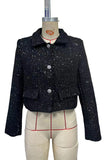 Chic Crop Denim Jacket with Button Detailing