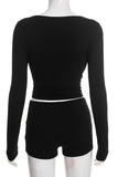Asymmetric Button-Detail Short Set