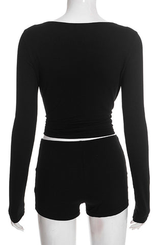 Asymmetric Button-Detail Short Set