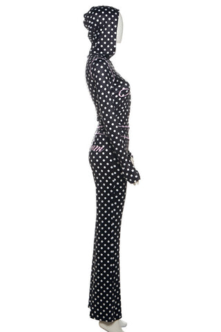 Polka Dot Hooded Pants Set