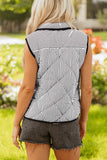 Striped Snap Button Collared Vest