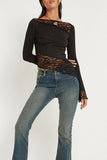 Lace Insert Long Sleeve Top