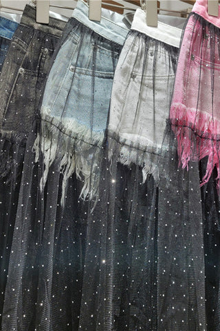 Layered Skirt with Sheer Overlay