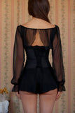 Sheer Sleeve Corset-Style Top