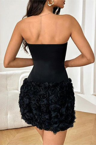 Strapless Floral Evening Dress