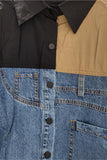 Button-Front Patchwork Shirt