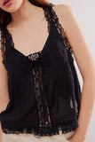 Lace-Trimmed Button-Front Tank