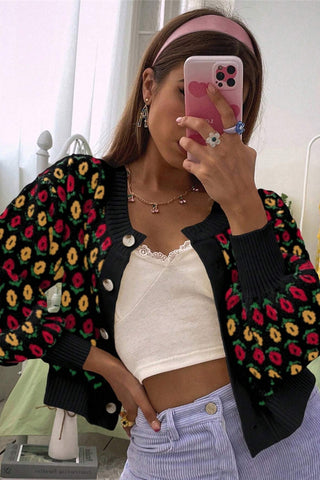 Vibrant Patterned Button Cardigan