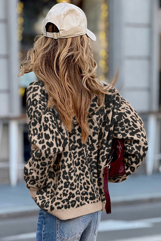 Button-Up Leopard Print Cardigan