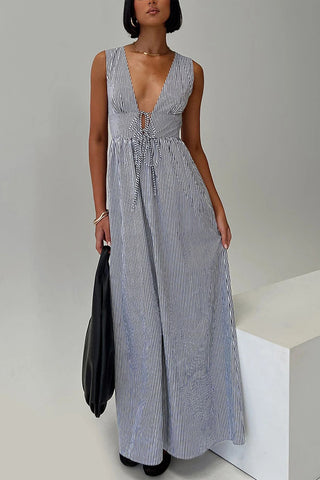 Sleeveless Tie-Front Maxi Dress
