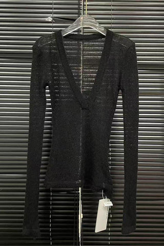 Sheer Knit Long Sleeve Blouse