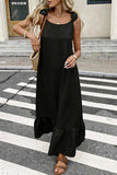Ruffled-Shoulder Flowy Maxi Dress