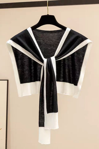 Elegant Contrast Trim Knit Shrug