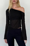 Asymmetric Long Sleeve Blouse