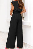 Tie-Front V-Neck Wide-Leg Pants Set
