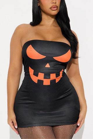 Strapless Halloween Casual Dress