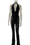 Lace-Up Halter Jumpsuit
