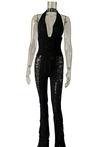 Lace-Up Halter Jumpsuit