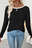Bow-Back Detail Long Sleeve Top
