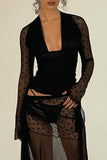 V-Neck Sheer Polka Dot Blouse