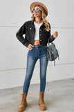 Cropped Button-Front Denim Jacket