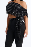 Off-Shoulder Polka Dot Pants Set