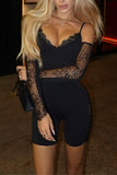 Lace Trim Sleeveless Romper