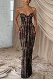 Strapless Sheer Evening Gown