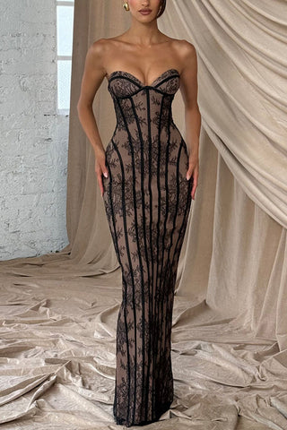 Strapless Sheer Evening Gown