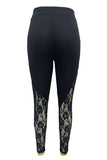 Lace Insert High-Waisted Casual Pants
