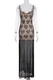 Lace Overlay Evening Dress