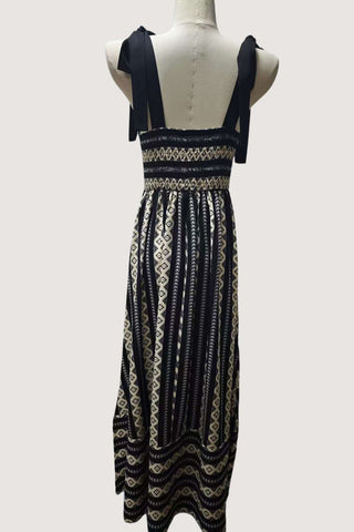 Striped Tie-Shoulder Casual Dress